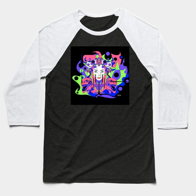 paninaro metal madness in ecopop abstract woman kaiju artsy Baseball T-Shirt by jorge_lebeau